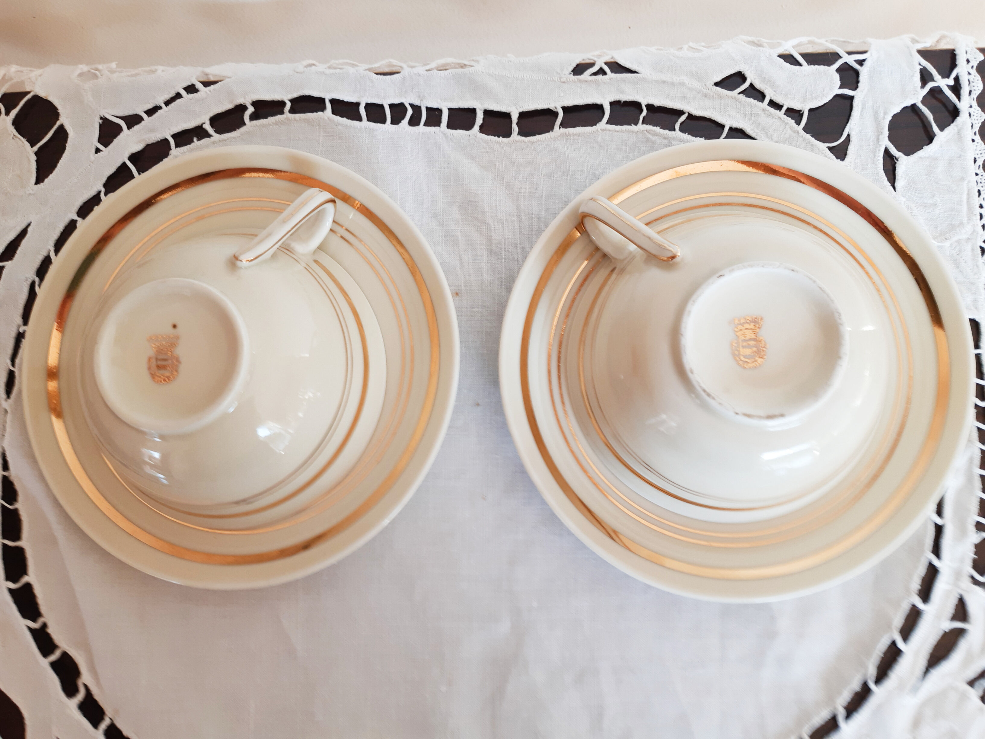 Sarreguemines porcelain tea cups