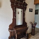 Cloakroom Napoleon III coat rack 19th in solid oak