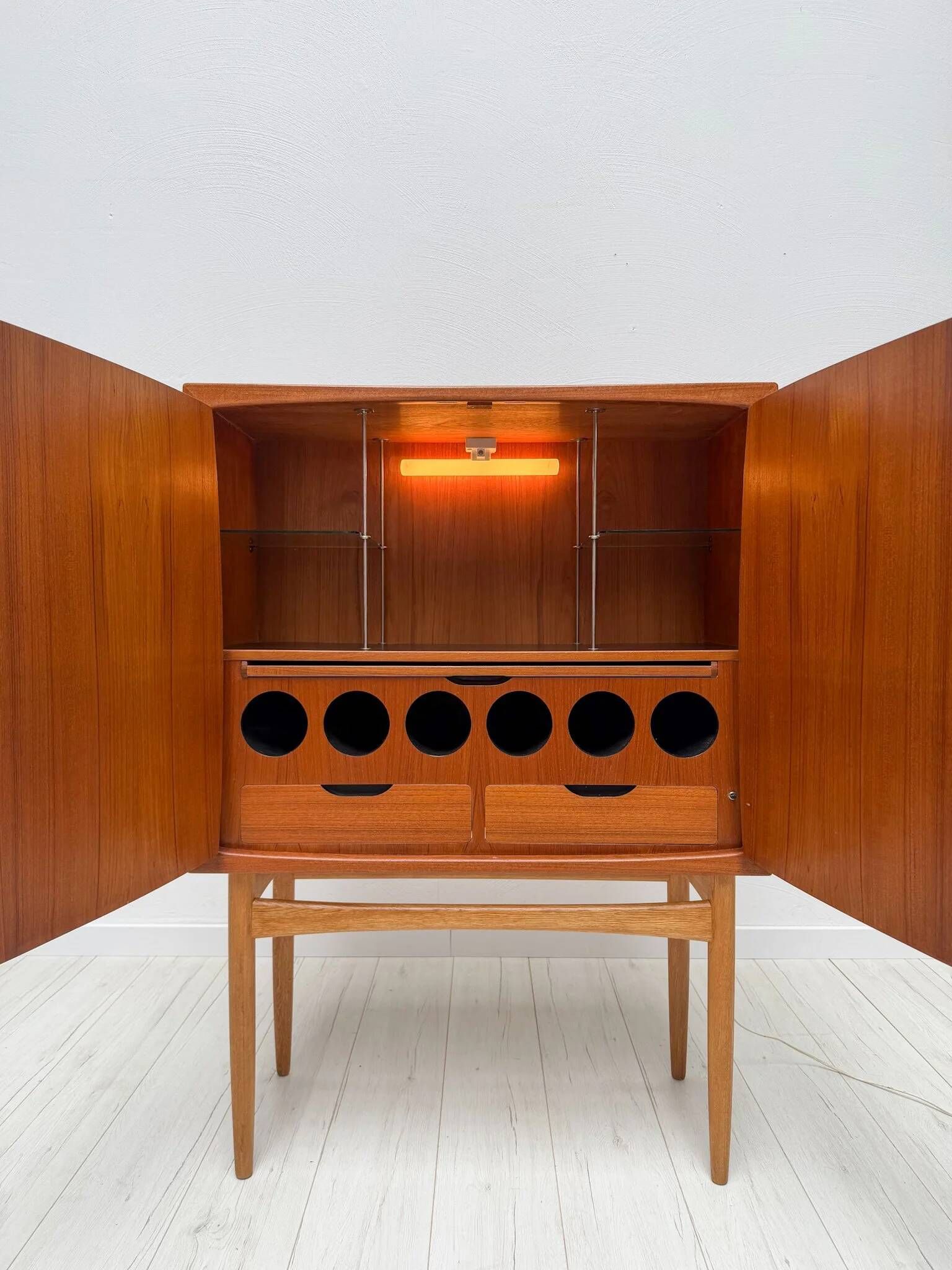 1950s vintage Torbjørn Afdal teak 'Bacchus' bar cabinet Norway