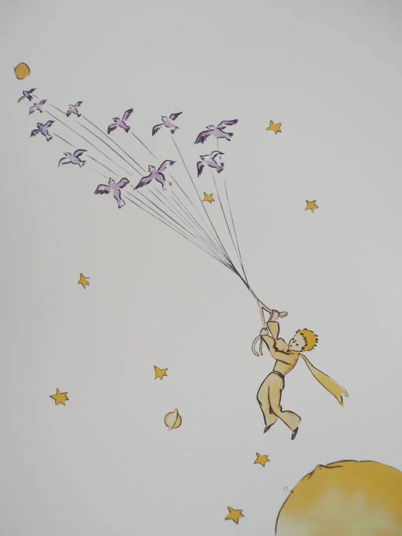 Antoine de Saint-Exupéry : Le Petit Prince en route vers les étoiles, lithographie