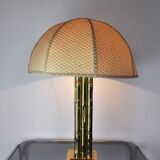 Lampe faux bambou en laiton, France, 1970
