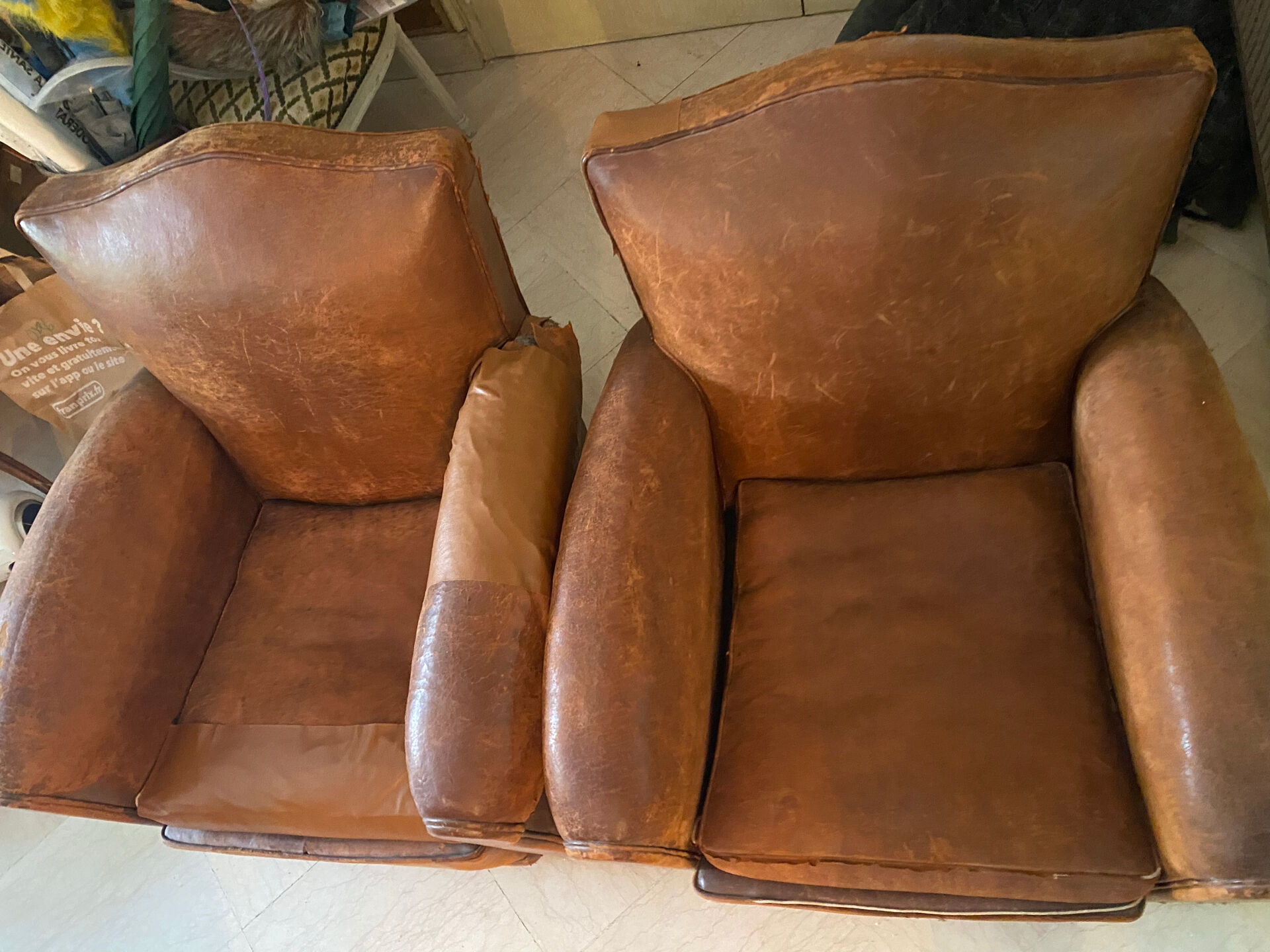 2 vintage club armchairs
