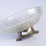 Glass and metal fruit bowl on pedestal, 1930s