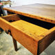 Old farm table with extension cords