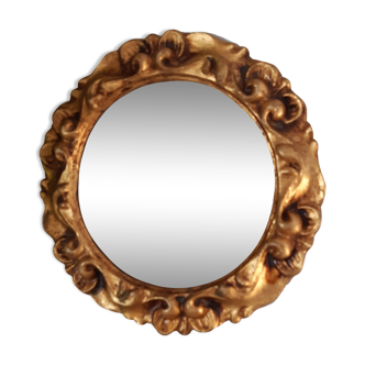 Miroir rond en résine années 70 24cm