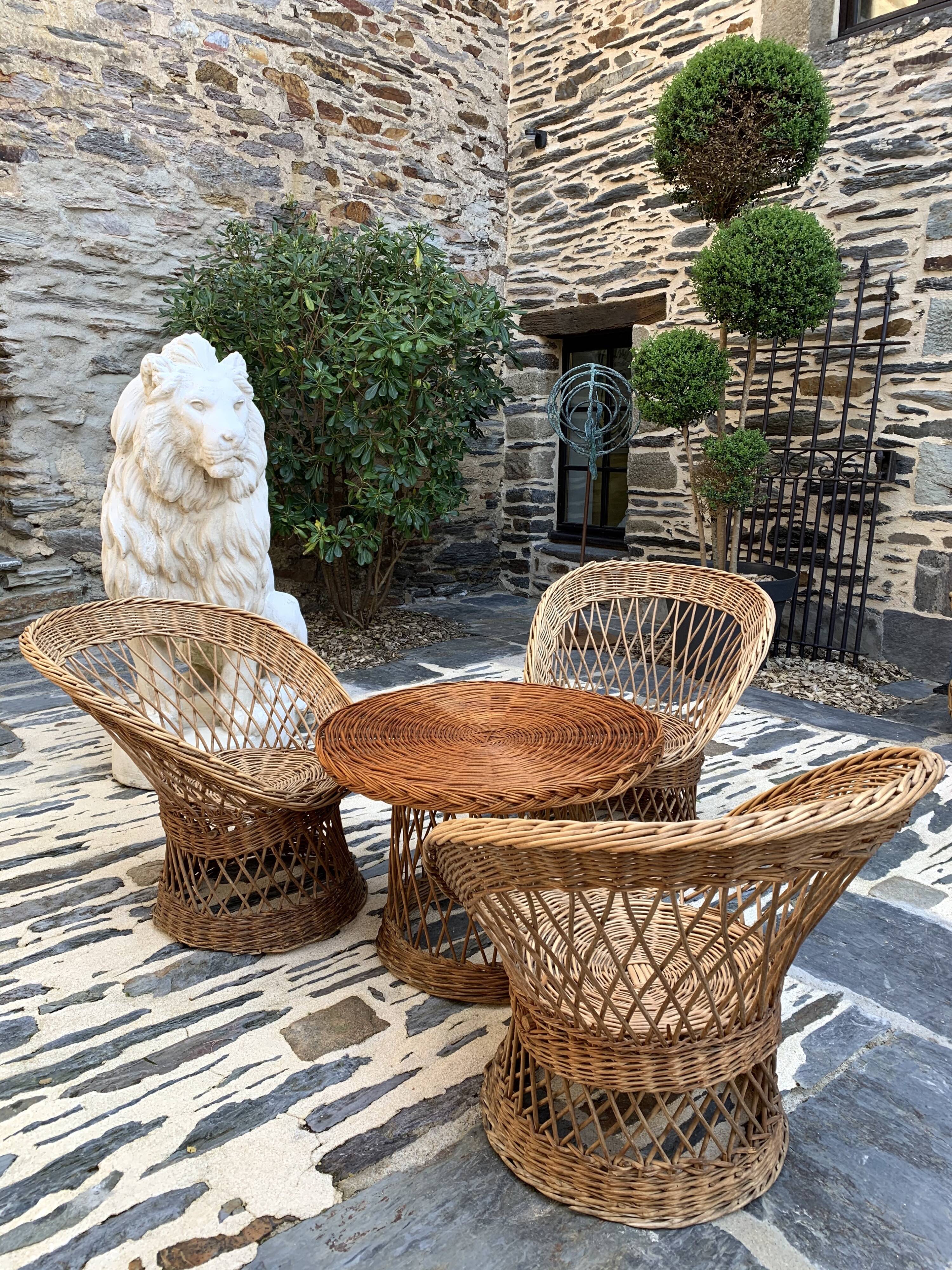 Garden lounge in rattan 1970