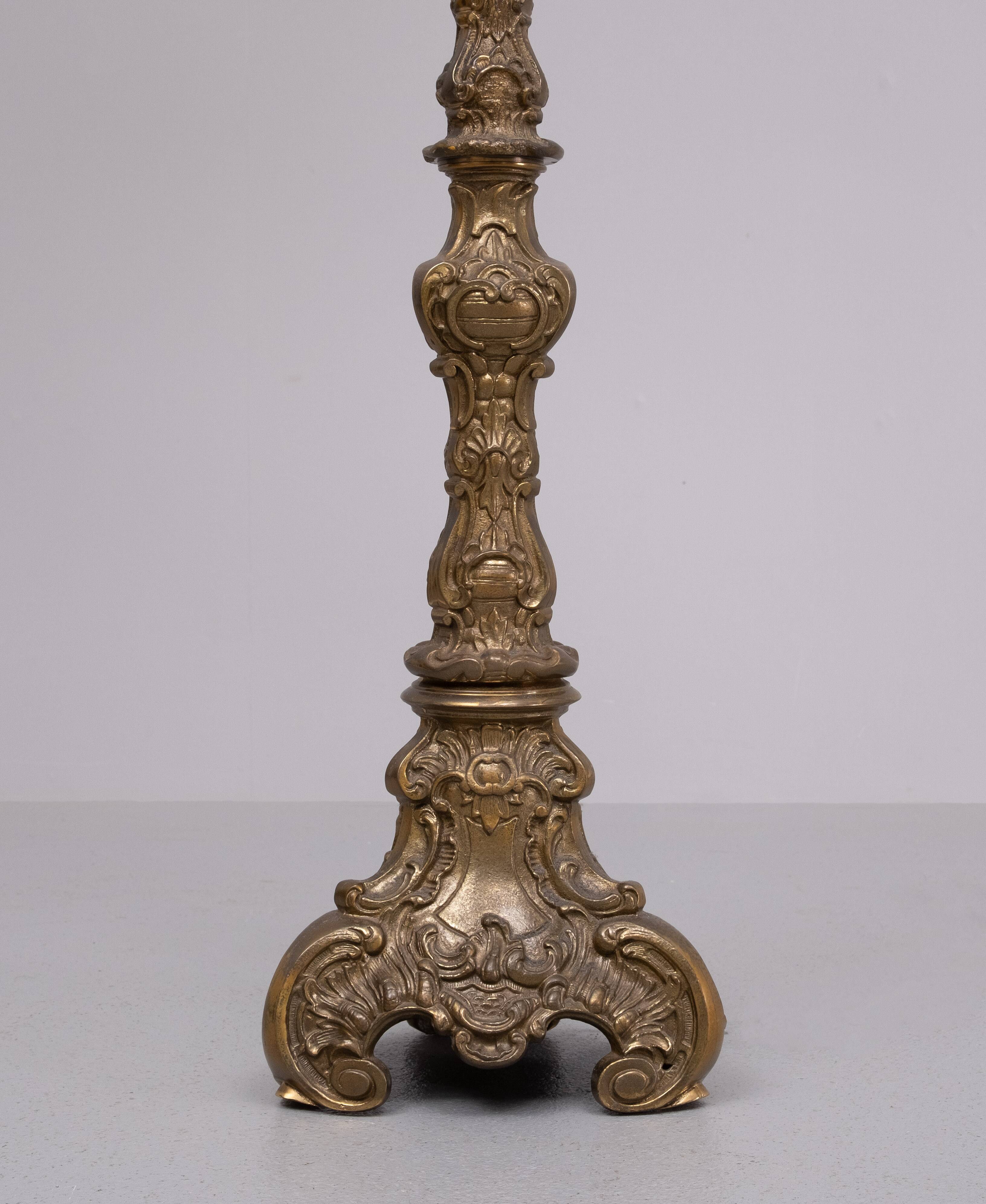 Baroque Revival solid Brass floor lamp France 1950s