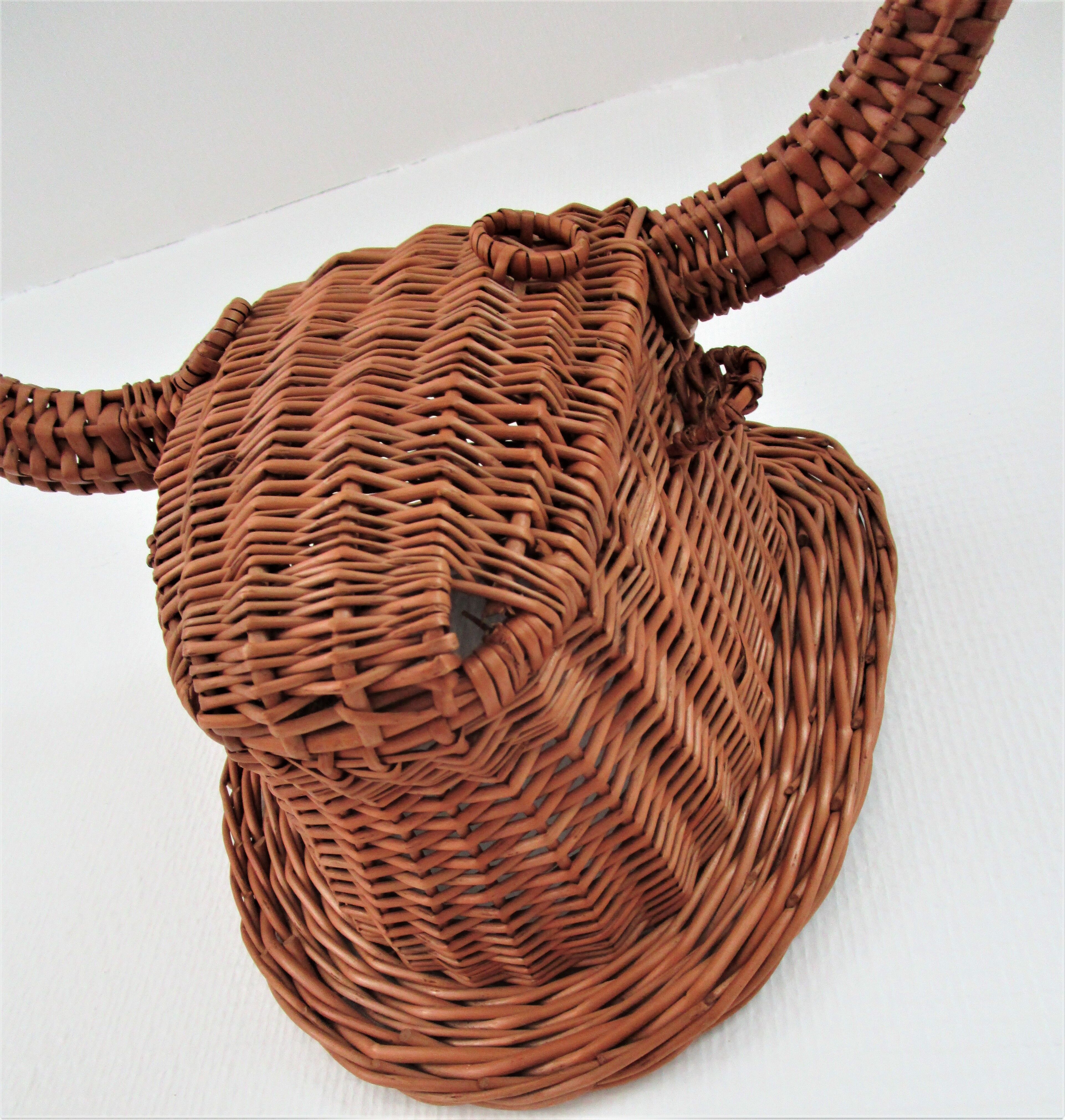 Bull head minotaur wicker vintage 60s-70s
