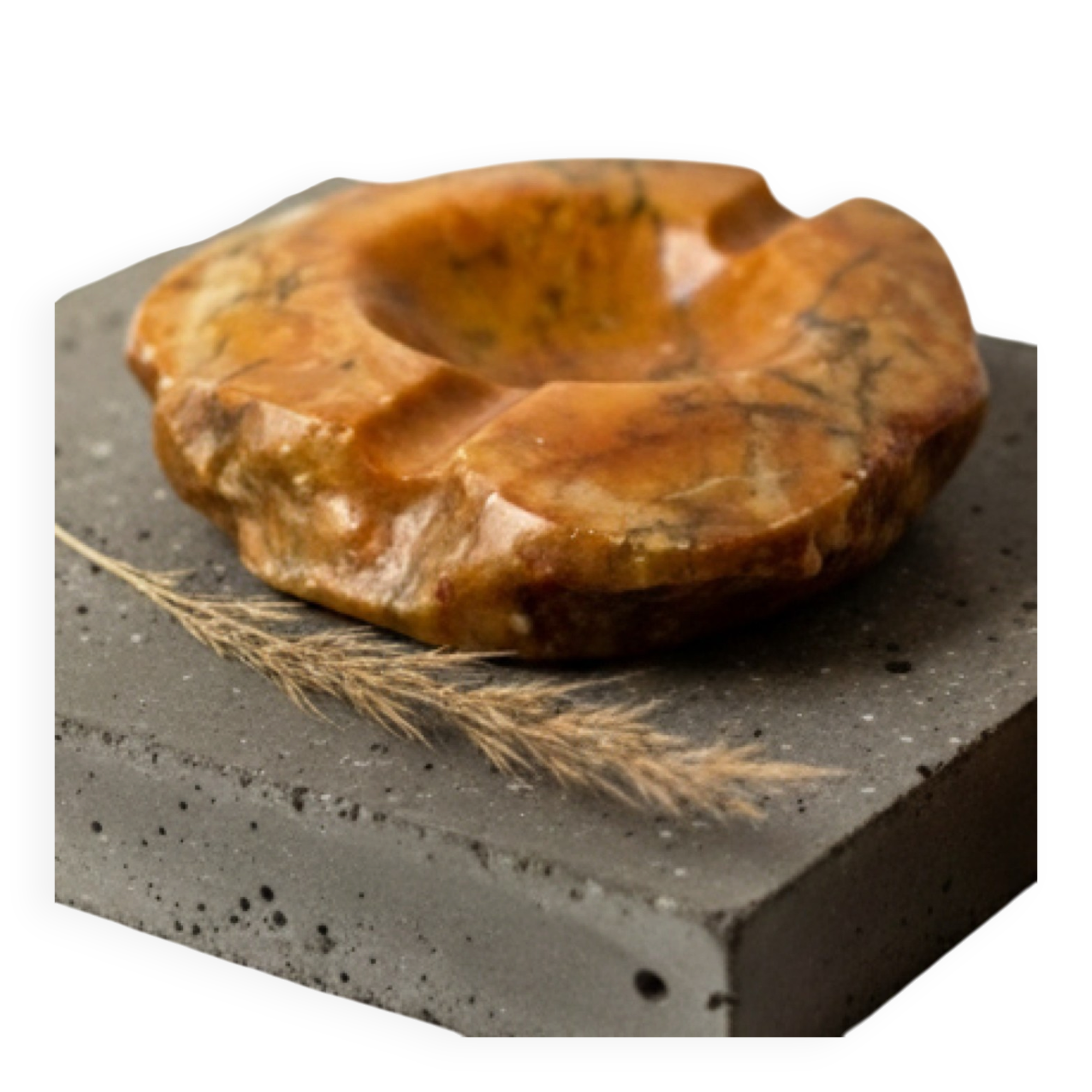 Empty Ashtray in Orange Alabaster Made in Italy