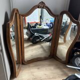 Art Deco style solid wood triptych mirror