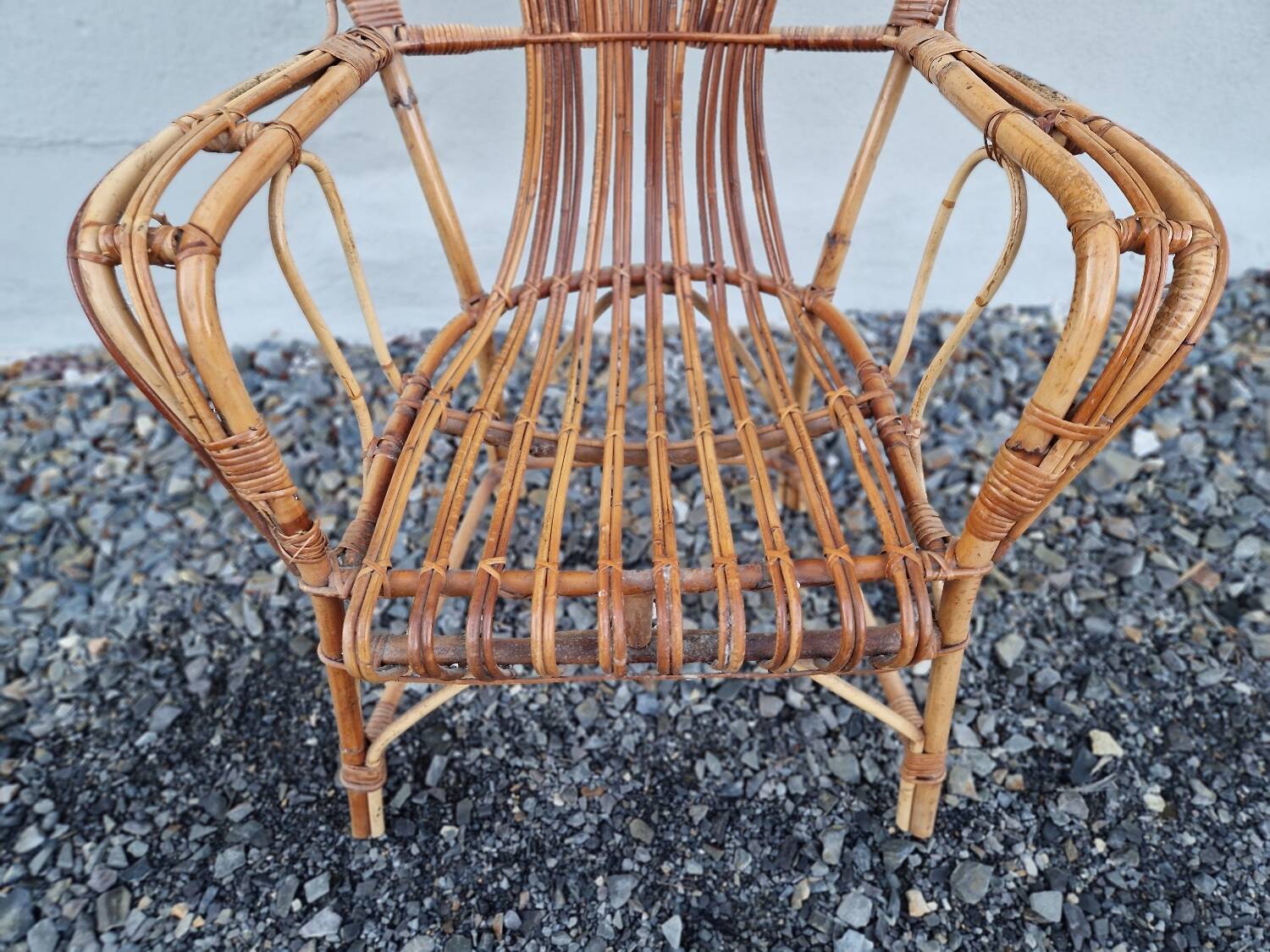 Emmanuelle style rattan wicker armchair
