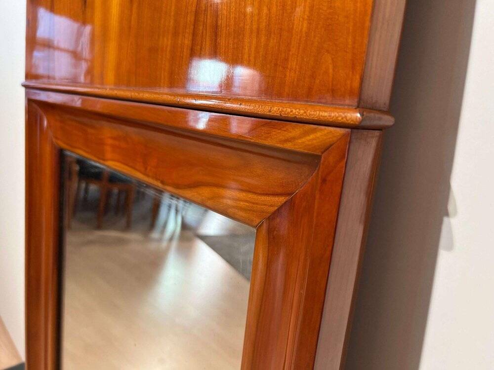 Biedermeier Wall Mirror in Cherrywood Veneer, South Germany, 1830s