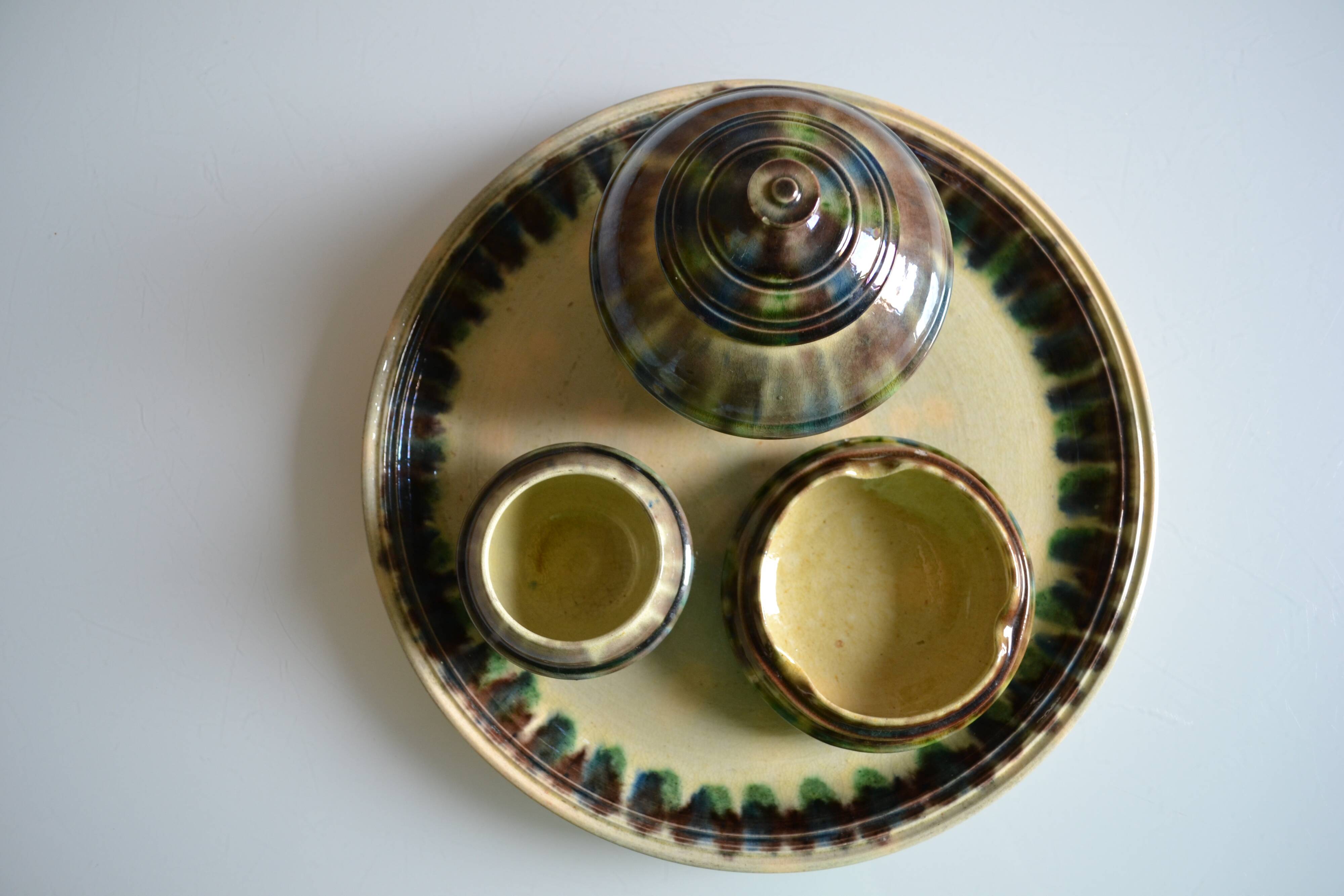 Sauveur Lunetta in Vallauris Vintage Ceramic 1950 Smoking Set