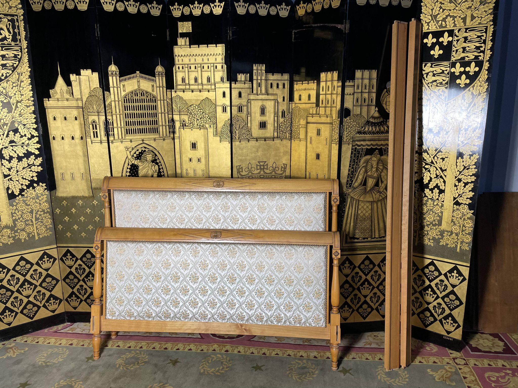 Directoire style upholstered bed