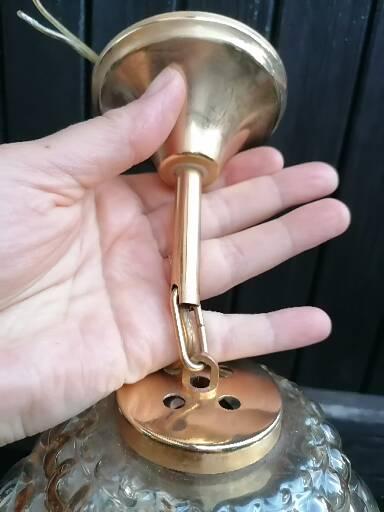 Suspension globe amber glass vintage bubbles 60s / vintage ceiling light / glass empoli