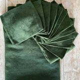 Old tablecloths and its 12 AR monogram damask napkins - 125x186 cm - cotton