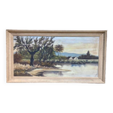 Peinture d'un paysage signée LEF