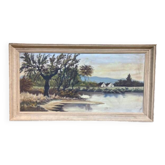 Painting of a landscape signed LEF