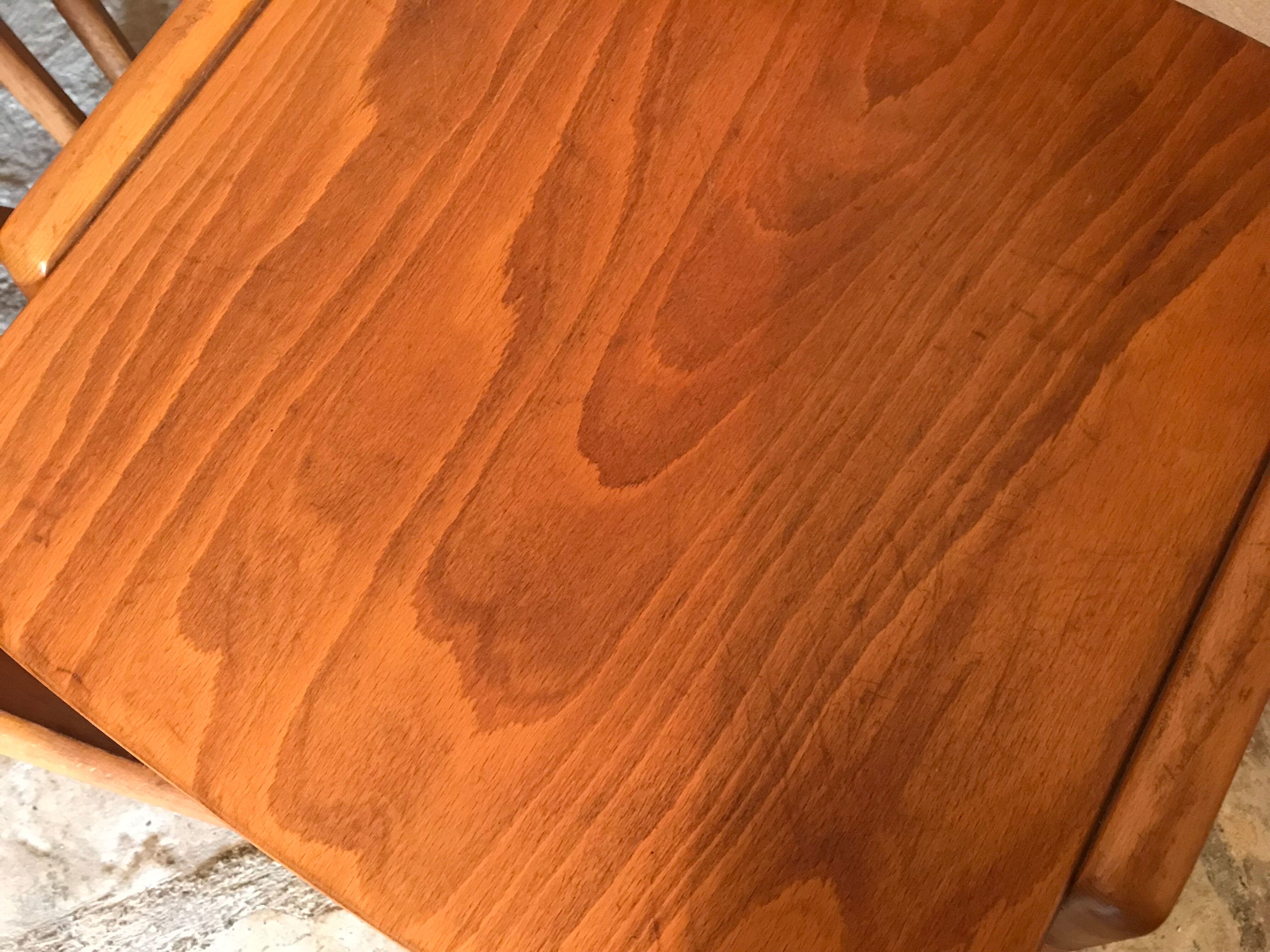 Set of 6 vintage wooden stackable chairs compass legs Germany 1960's