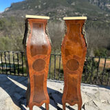 Pair of sleeves or columns in marquetry in the Louis XV style.