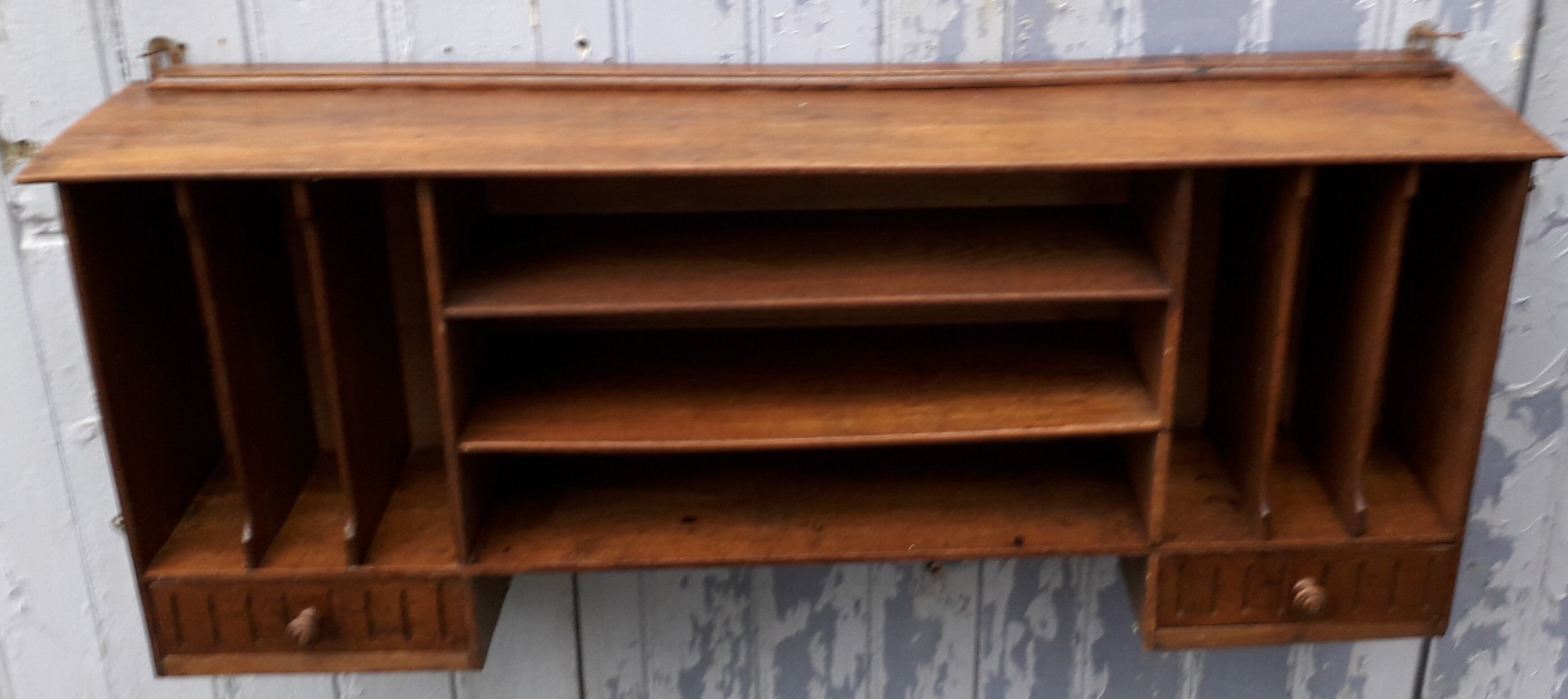 wooden desk top shelf