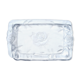 Plat à cake en verre motifs roses