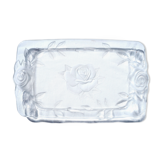 Glass cake dish pink patterns