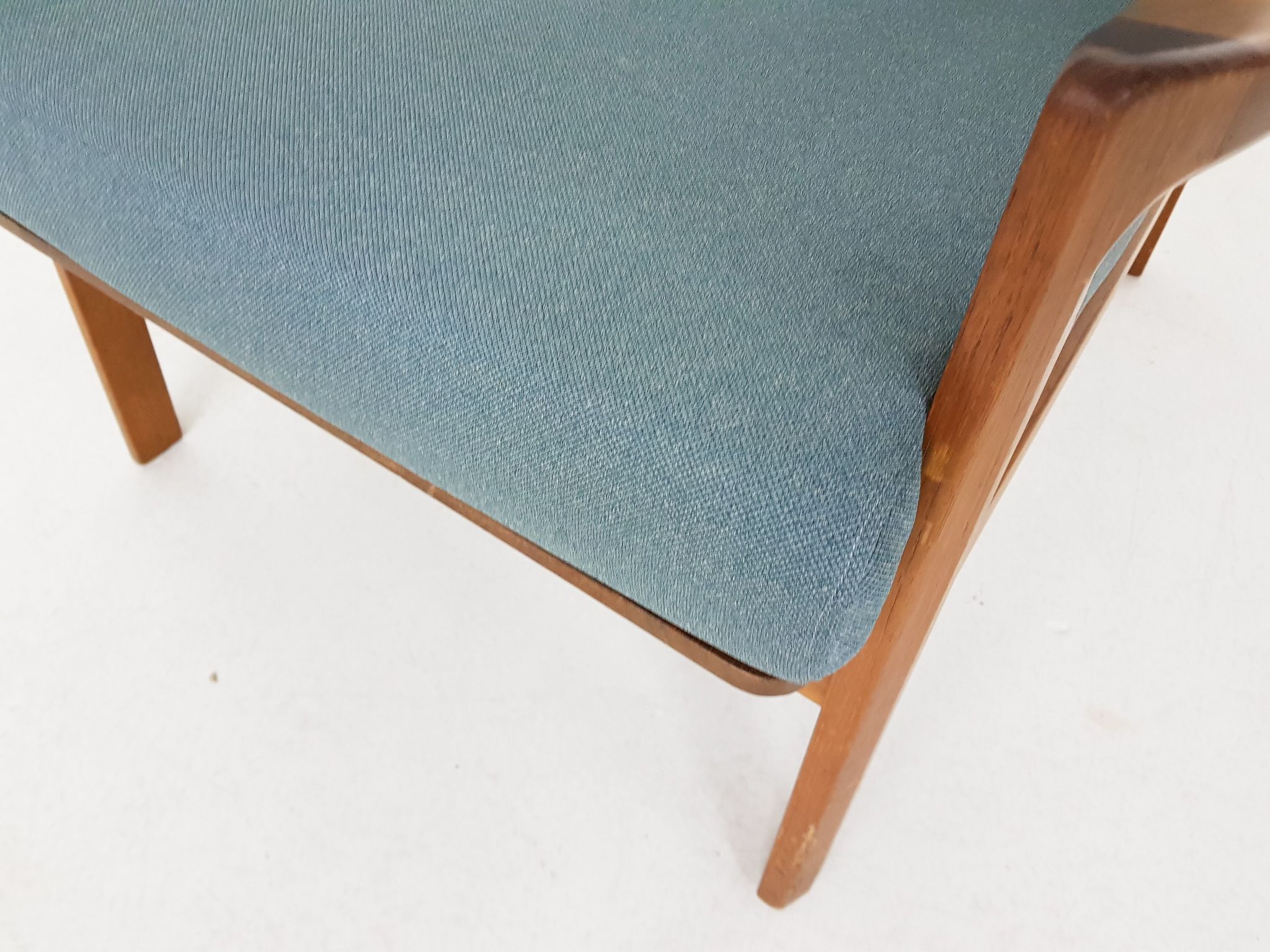 Teak danish modern lounge or armchair in new green fabric, Denmark, 1960s