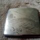 Old sterling silver cigarette case with Japanese decor