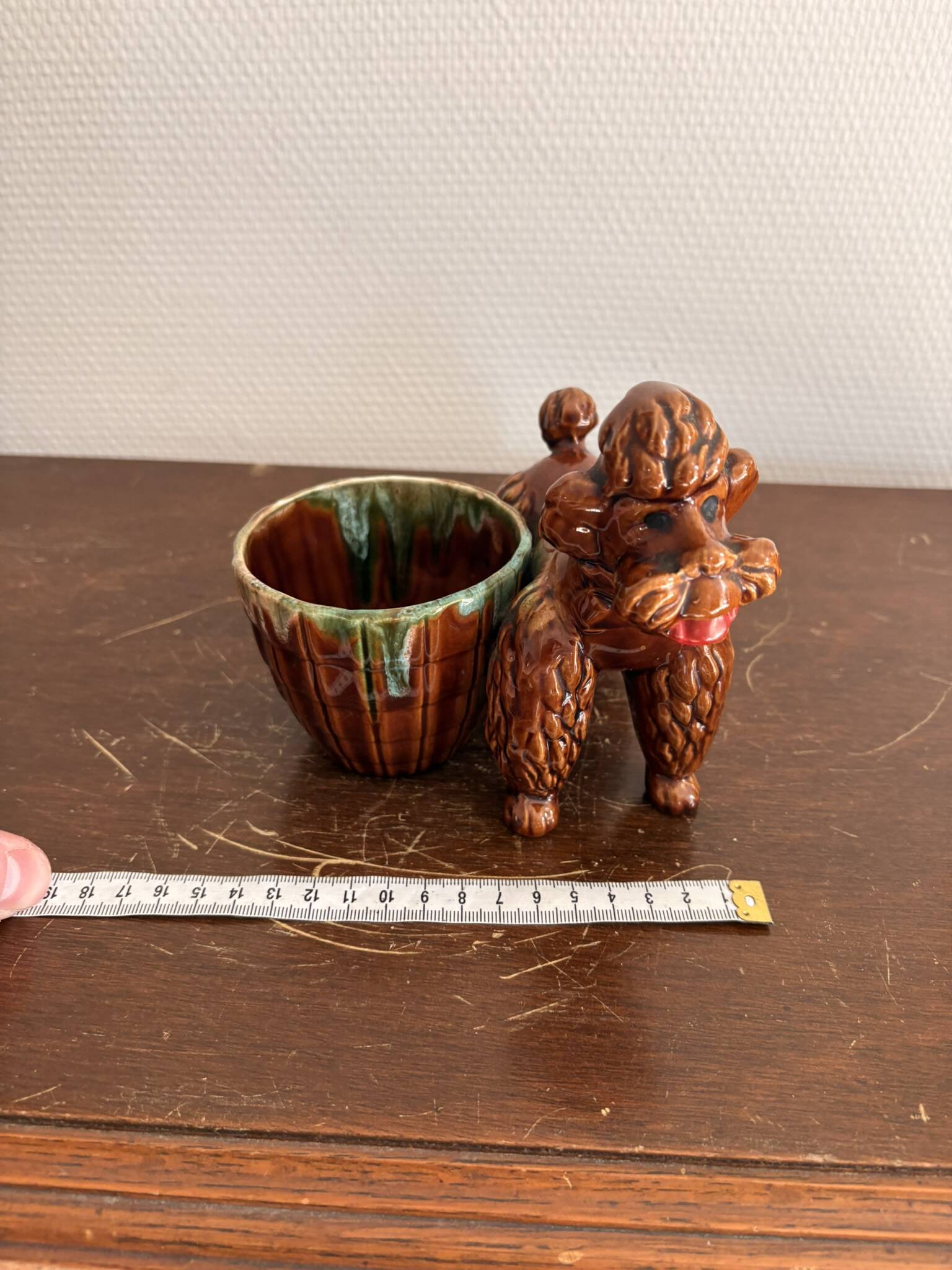 Vide poche, porte allumette en faïence caniche Ditmart Urbach
