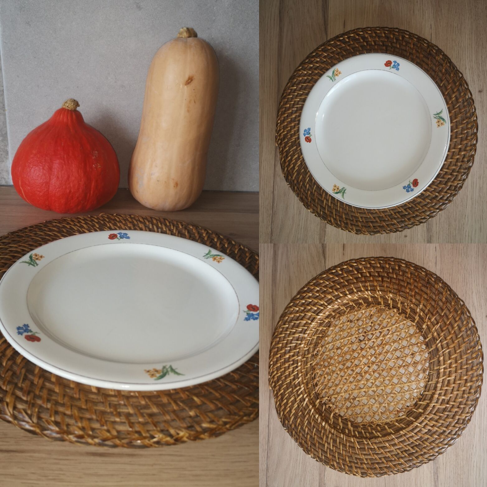 Under plate in rattan