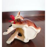 Tirelire de cerf en céramique vintage avec serrure et clé