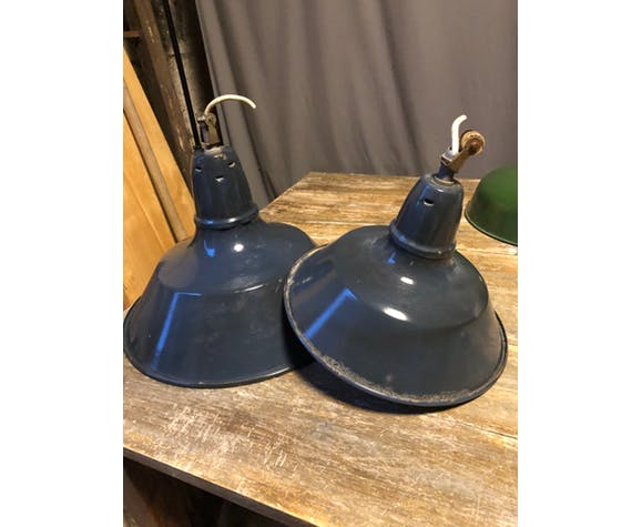 Blue workshop hanging lamp