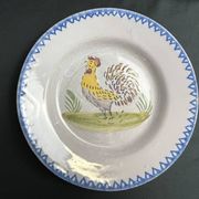 Série 6 assiettes faïence décor coq XXème