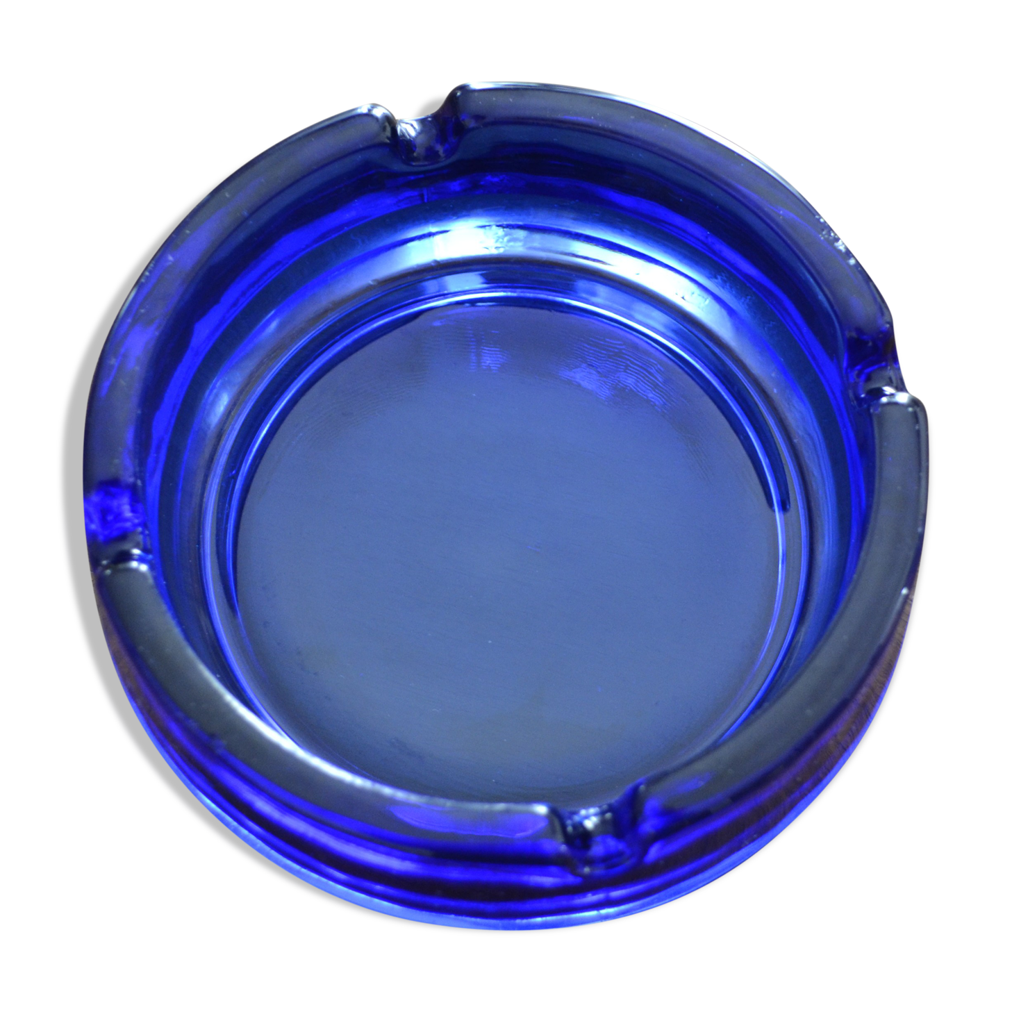 Blue glass ashtray
