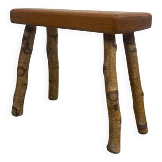 Tabouret rectangulaire brutaliste artisanal