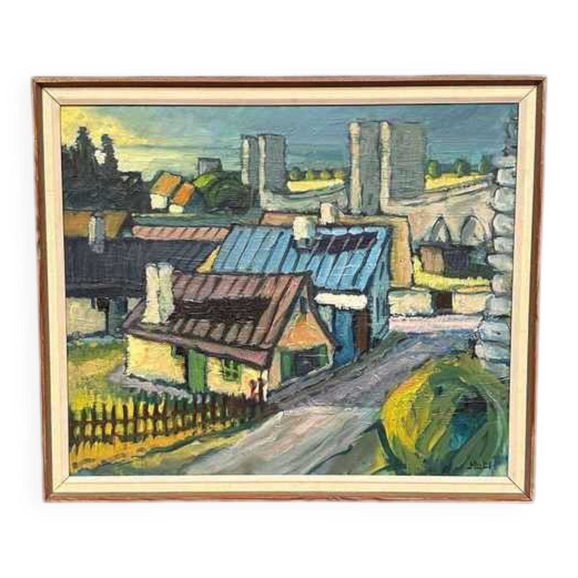 Original Swedish Oil on Panel – “Northern District, Visby” by Mats Ahlberg
