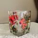 Unique whisky glass with a poppy design, handmade and signed by M.B.