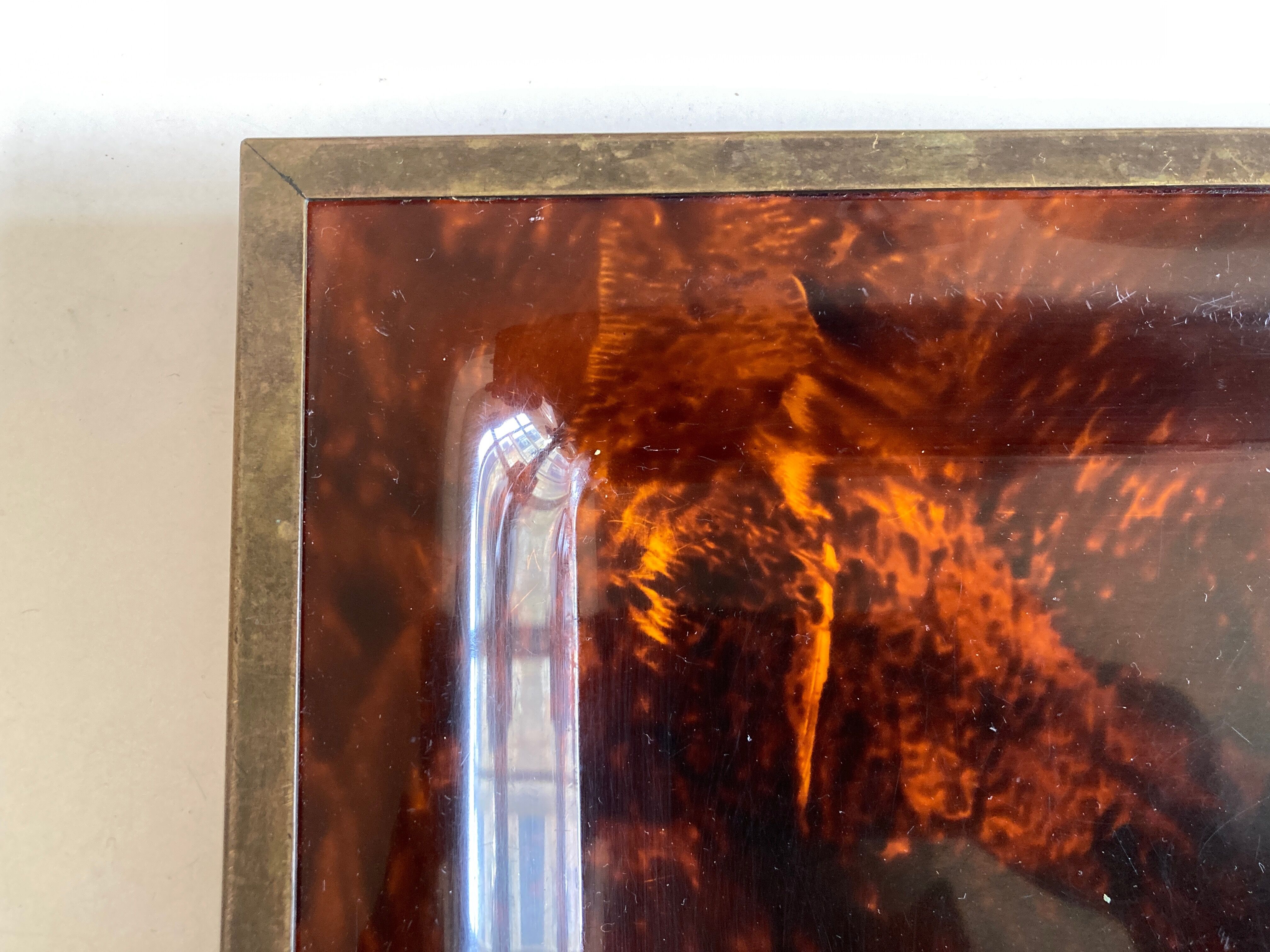 Plate of lucite scale and patinated brass