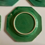 Set of 5 octagonal plates glazed clay beads 1950
