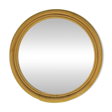 Vintage round bamboo rattan mirror 70s bohemian wall-mounted