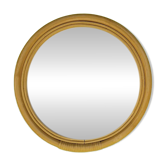 Miroir rond vintage bambou rotin années 70 bohème mural