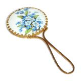 Vintage Gilded Handmirror and Limoges Porcelain - Pocket Mirror / Handbag
