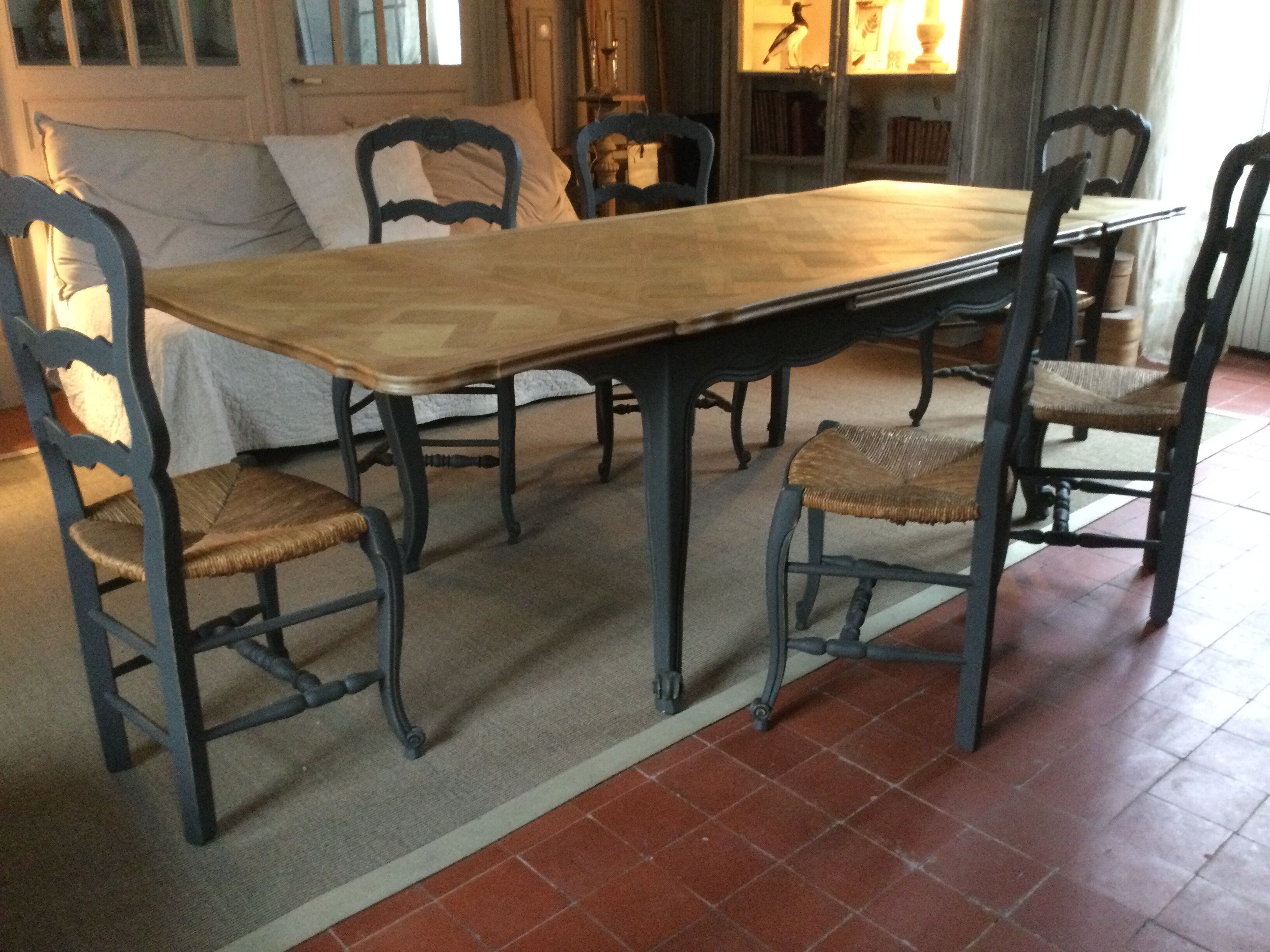 1 set of antique oak chairs