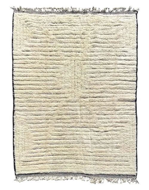 Moroccan Berber Mrirt rug in tobacco brown wool, black weave – 210 × 300.