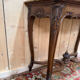 Louis XV console in carved solid walnut, breccia marble top.