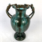 Clément Massier Golfe Juan vase with braided handles in glazed earthenware
