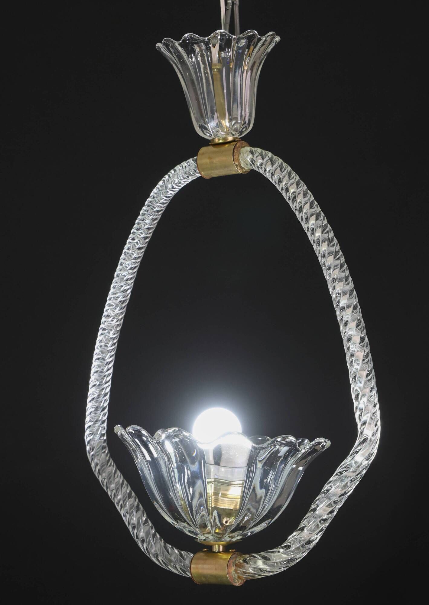 Petite Art Deco Pendant Chandelier by Ercole Barovier, 1940s