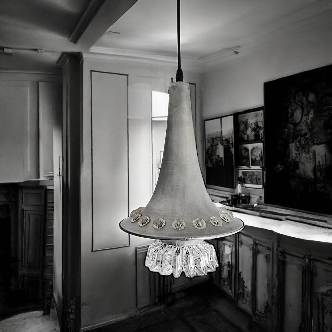 Large contemporary aluminium hanging lamp