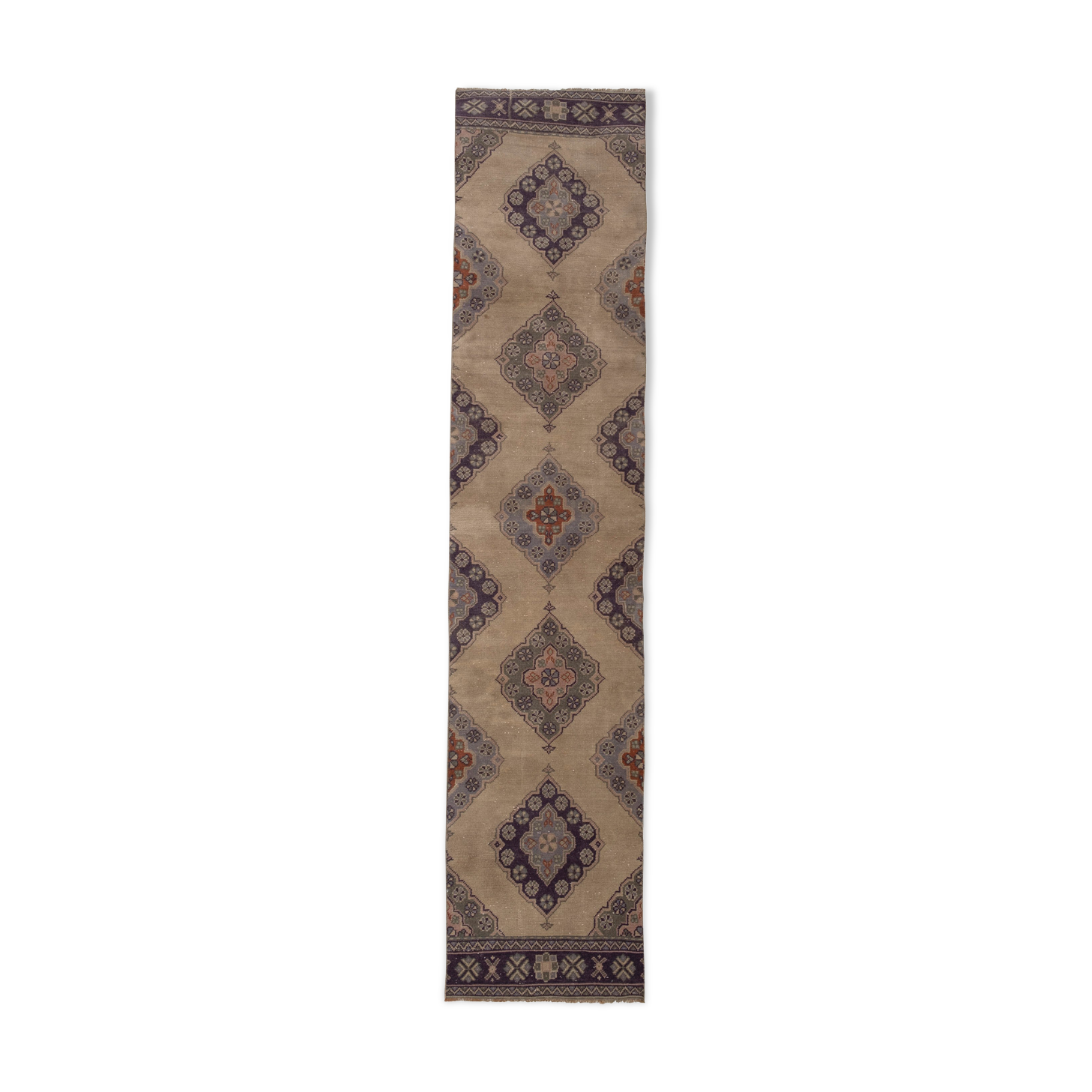 Oushak runner rug turkish hand knotted distressed hallway rug 75 x 348 cm
